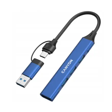 USB-C Hub Canyon DS-02, 3xUSB 2.0, 1xUSB 3.0, USB-C/USB-A adaptér