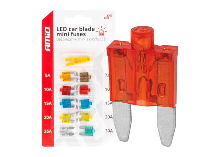 Sada nožových autopoistiek s LED diodou 10ks, MINI