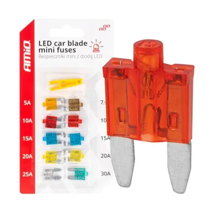 Sada nožových autopoistiek s LED diodou 10ks, MINI