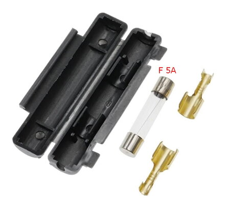 Priebežné positkové puzdro pre poistky 6x30mm, čierne, bez vodičov