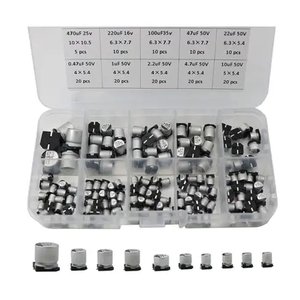 Sada SMD elektrolytických kondenzátorov 0,47uF - 470uF, 145ks