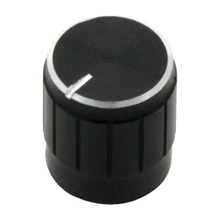 Krytka na potenciometre čierna 15mm, strieborný lem