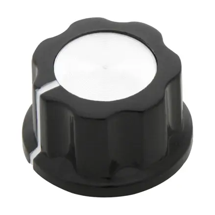 Krytka na potenciometre čierna 24mm, biely ukazovateľ