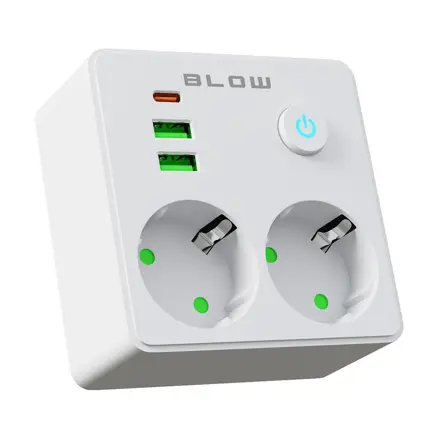 Rozbočovač 2x230V + 2xUSB-A + 1xUSB-C s vypínačom, biely