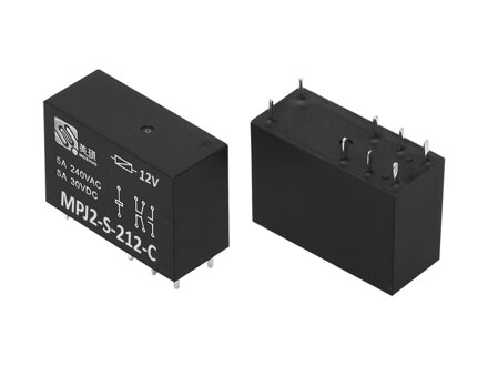 Relé 12V 2x5A/250VAC