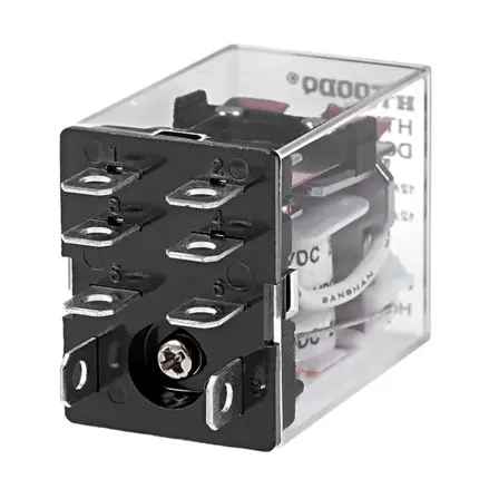 Relé HTL-2C 12V, 2x kontakt 230VAC/10A s LED indikáciou