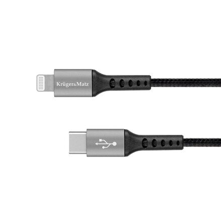 Kábel USB-C / Lightning 1m čierny, KRUGER & MATZ