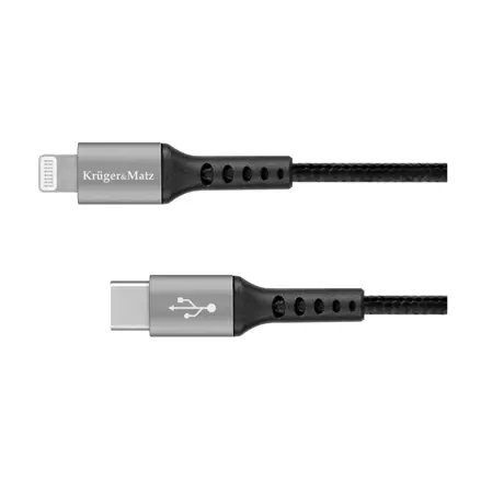 Kábel USB-C / Lightning 1m čierny, KRUGER & MATZ