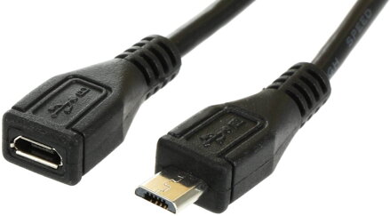 Predlžovacia šnúra microUSB 2.0 čierna, 2m