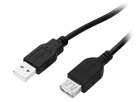 Šnúra USB2.0 predlžovacia, zdierka A/konektor A, 1m čierna