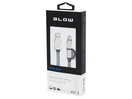 Šnúra USB A - microUSB+iPhone 5/6/7 1m, pletený