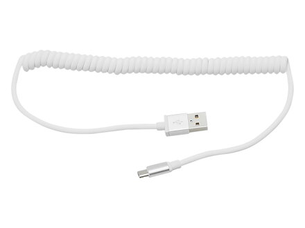 Šnúra USB A - microUSB 1.5m špirála biela