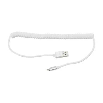 Šnúra USB A - microUSB 1.5m špirála biela
