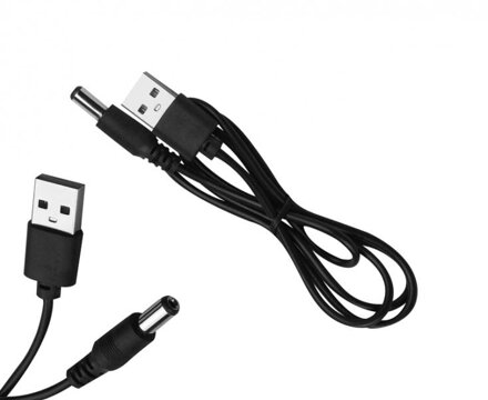Napájací kábel USB-A - DC 2.5/5.5mm, čierny, 0,7m