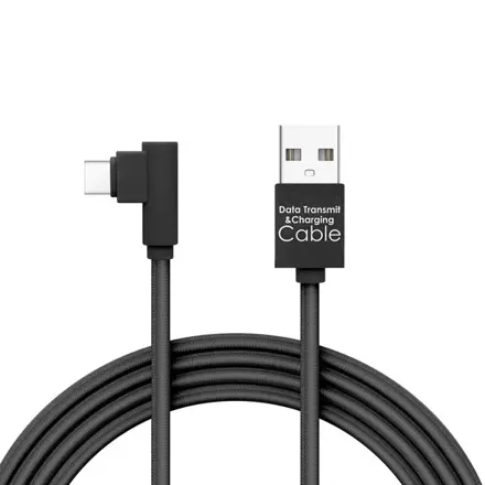 Kábel DELIGHT USB - USB-C 2m opletaný čierny, uhlový