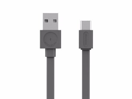 Plochý kábel USB - USB-C 1,5m šedý