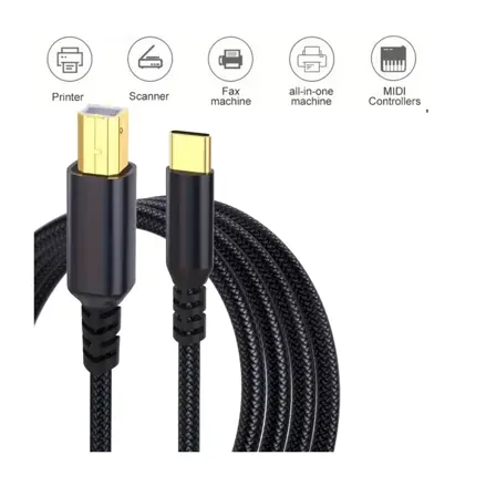 Šnúra USB-C / USB-B pre tlačiarne, 2m, čierna