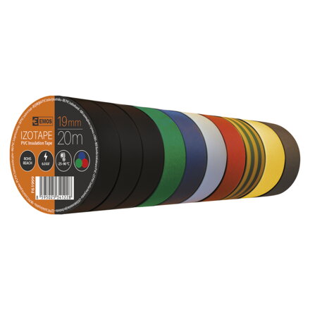 Izolačná páska 19mm x 20m, mix farieb, 10 ks
