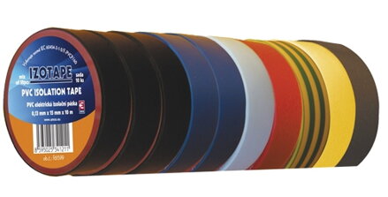 Izolačná páska 15mm x 10m, mix farieb 10ks