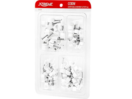 Sada úchytov kábla 6,7,8,9mm 80ks, okrúhle, biele