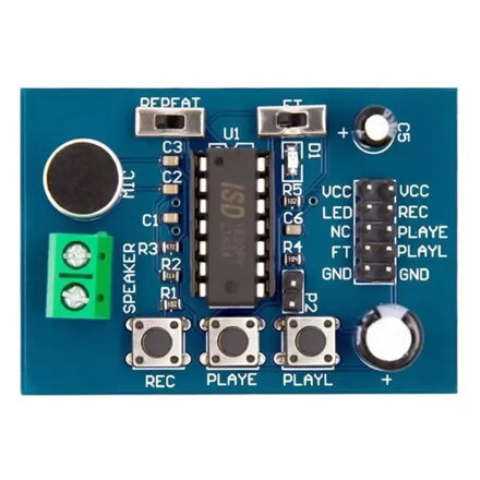 Hlasový záznamník s ISD1820 - modul pre záznam zvuku