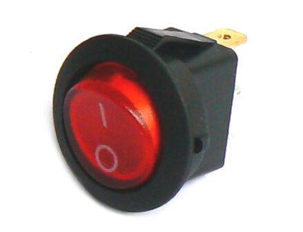Prepínač 3pin/2polohy podsvietený červený  okrúhly 230V