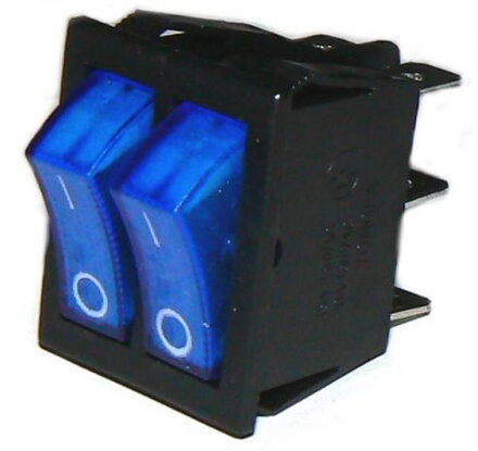 Prepínač dvojitý podsvietený modrý 12V 