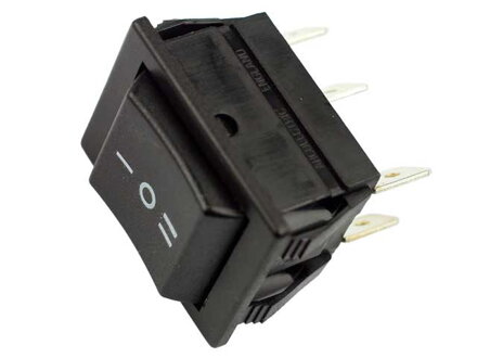 Kolískový prepínač 3pol/6pin (ON)-OFF-(ON) 250V/15A čierny