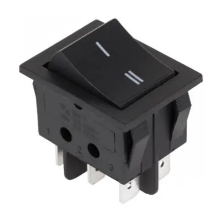 Kolískový prepínač 6pin/2 polohy ON-ON, 250V/15A, čierny