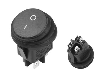 Okrúhly vodotesný kolískový vypínač 6A/250V IP65, čierny
