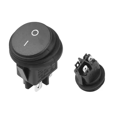 Okrúhly vodotesný kolískový vypínač 6A/250V IP65, čierny