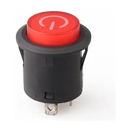 Tlačidlový prepínač 250V/10A ON-OFF, podsvietený, červený