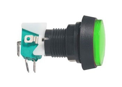 Panelový mikrospínač ON-(ON) 250V/10A zelený