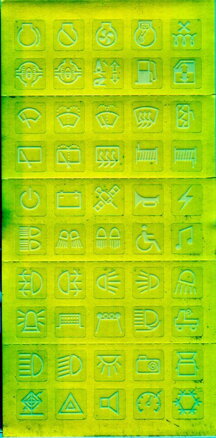 Lepiace štítky na vypínače - symboly pre auto, 13x13mm, 50ks