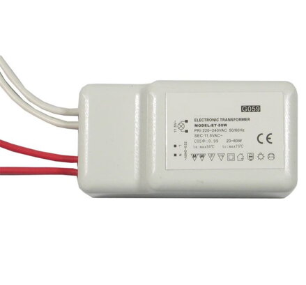 Elektronický transformátor pre osvetlenie 12V AC 20-60W