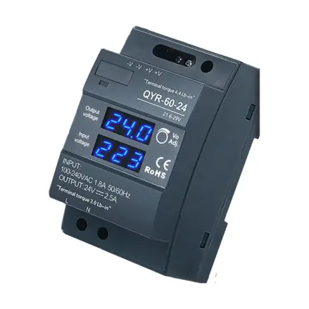 Spínaný zdroj na DIN lištu 24V/2,5A 60W, s displejom