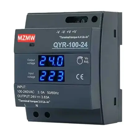 Spínaný zdroj na DIN lištu 24V/3,83A 100W, s displejom
