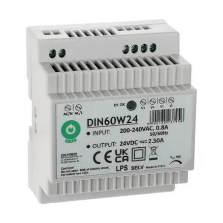 Sieťový zdroj na DIN lištu 24VDC / 2,5A, 60W