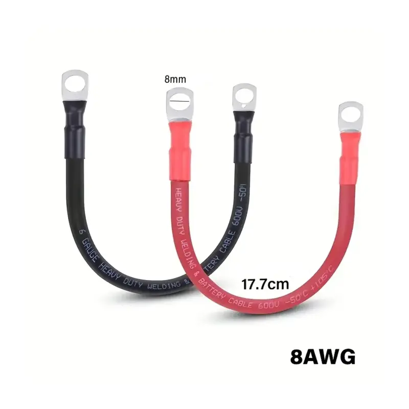 Prepojovacie káble pre batérie 17,7 cm, 8 AWG, M8 – červený + čierny