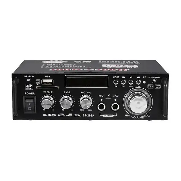 Zosilňovač BT-298A, rádio, bluetooth, prehrávač MP3, karaoke 