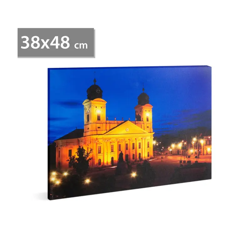 LED obraz na stenu "Veľký Kalvínsky kostol" 3xAA, 38x48cm