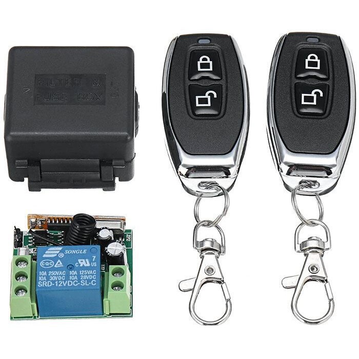 Diaľkovo ovládané relé 10-14VDC 433MHz, 2x diaľkoý ovládač