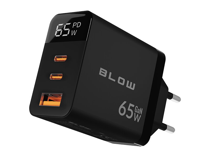 Sieťová nabíjačka BLOW, 1xUSB-A + 2xUSB-C PD 65W s LCD Sieťová nabíjačka BLOW, 1xUSB-A + 2xUSB-C PD 65W s LCD