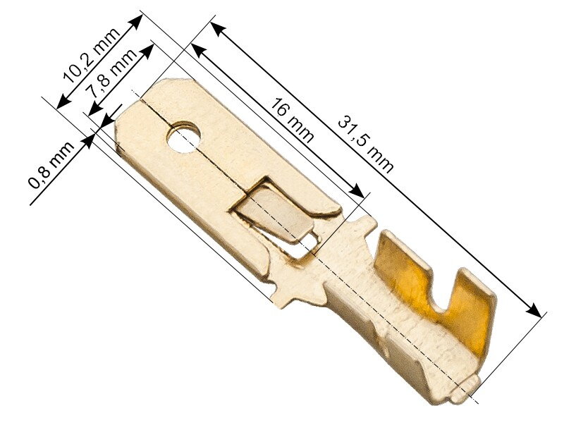 Konektor plochý 7.8mm, vodič 0.3-1.0mm neizolovaný
