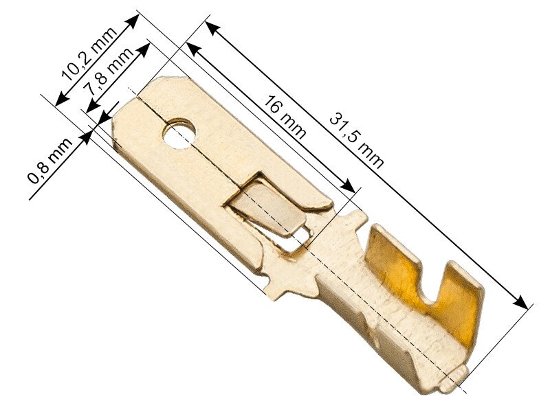 Konektor plochý 7.8mm, vodič 0.3-1.0mm neizolovaný Konektor plochý 7.8mm, vodič 0.3-1.0mm neizolovaný
