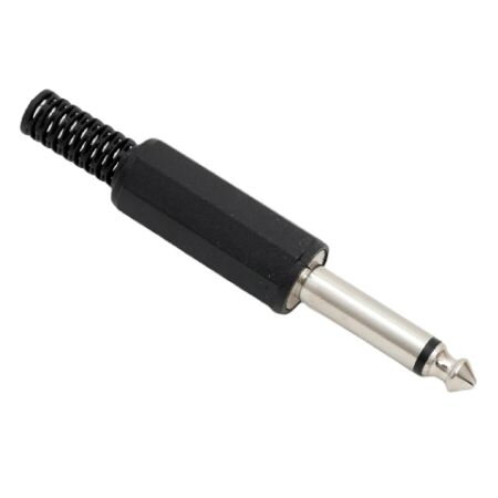 JACK konektor 6.3mm MONO na kábel, plast JACK konektor 6.3mm MONO na kábel, plast