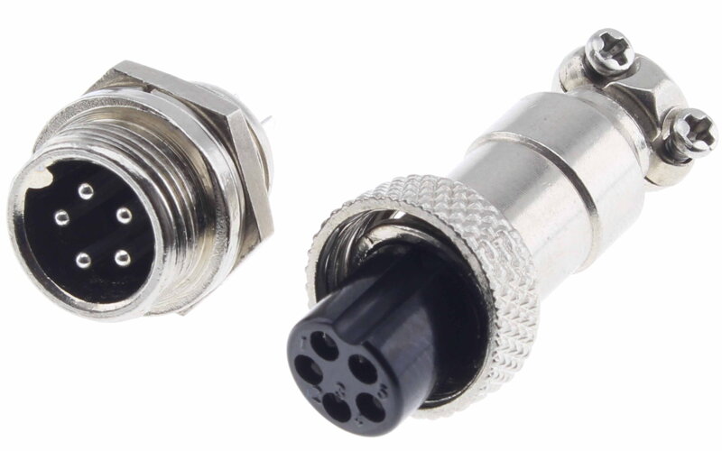 Konektor (kábel) + zdierka (panelová) GX12 5P