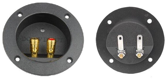 Reproduktorové zdierky 2x terminál, okrúhle, GOLD Reproduktorové zdierky 2x terminál, okrúhle, GOLD