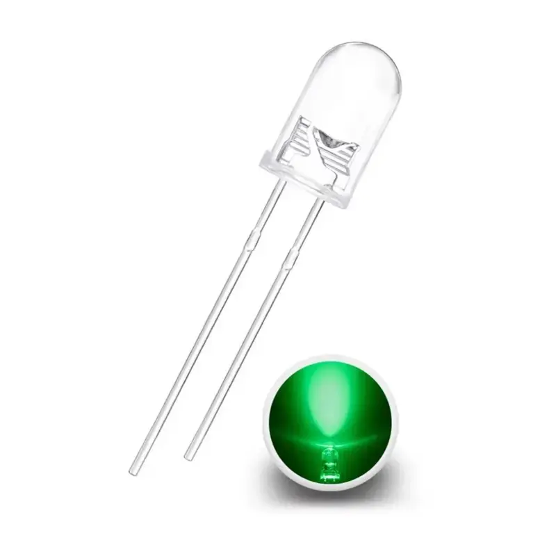 LED dióda 5mm 3,6V 4000cd, číra zelená