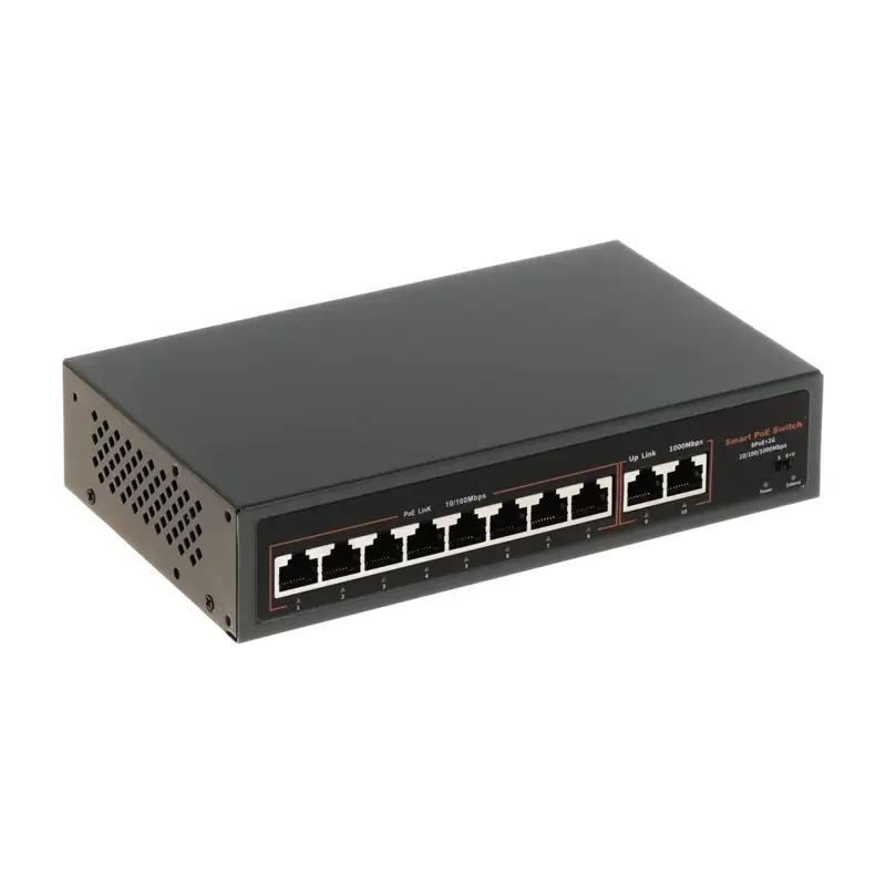 Switch POE 10-portový, 8xPOE 100Mbps, 2x Uplink 1000Mbps, 120W
